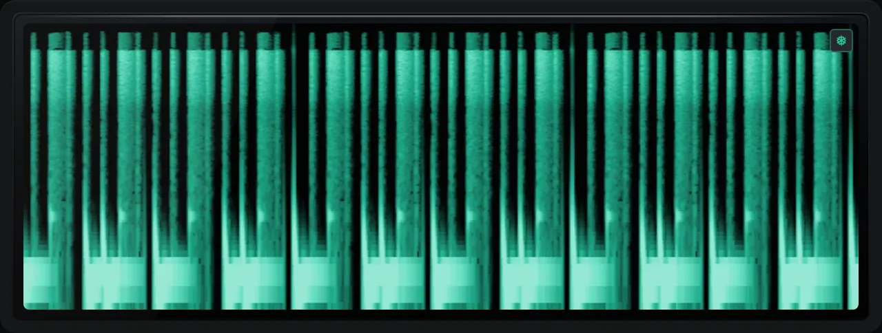 The Spectrogram module: a scrolling waterfall of the spectrum over time